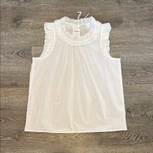 J Crew Factory White Ruffle Sleeveless Top NWT
